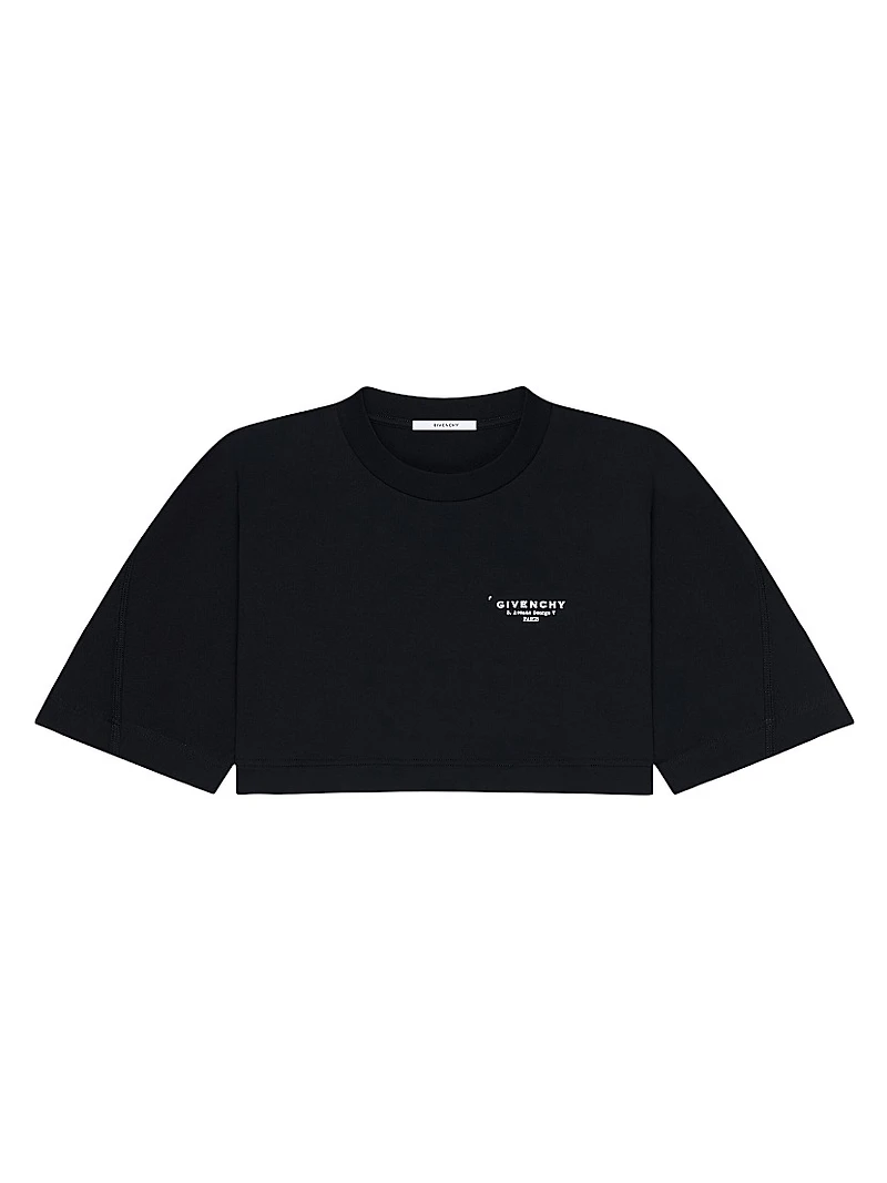 Cropped Fit T-Shirt Cotton with Stamp Print