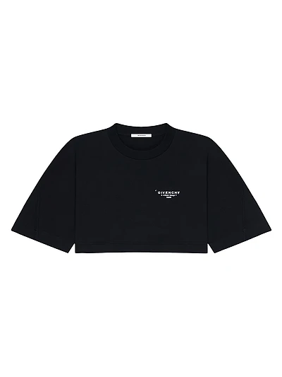 Cropped Fit T-Shirt Cotton with Stamp Print