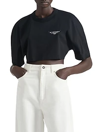 Cropped Fit T-Shirt Cotton with Stamp Print