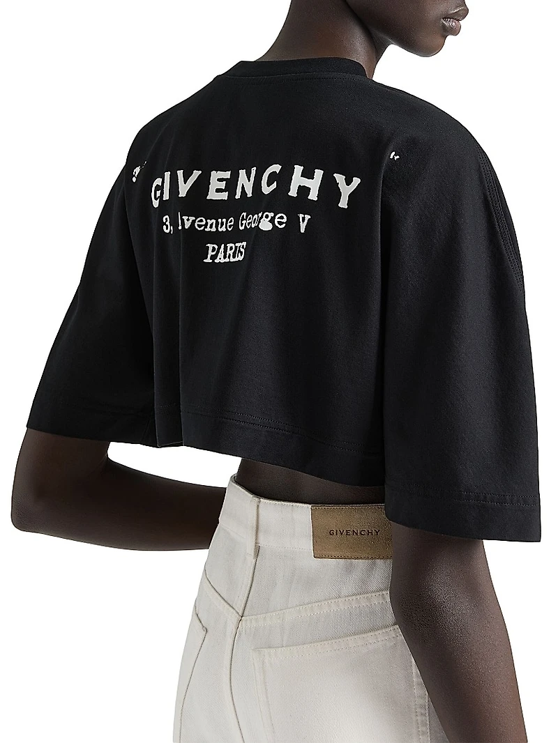 Cropped Fit T-Shirt Cotton with Stamp Print
