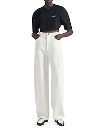 Cropped Fit T-Shirt Cotton with Stamp Print