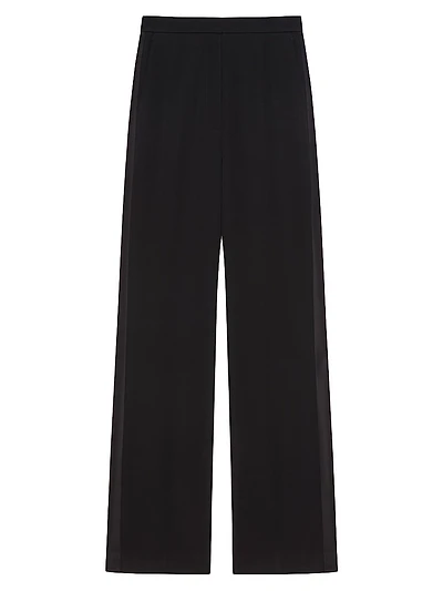 Tailored Cigarette Pants Wool with Satin Bands