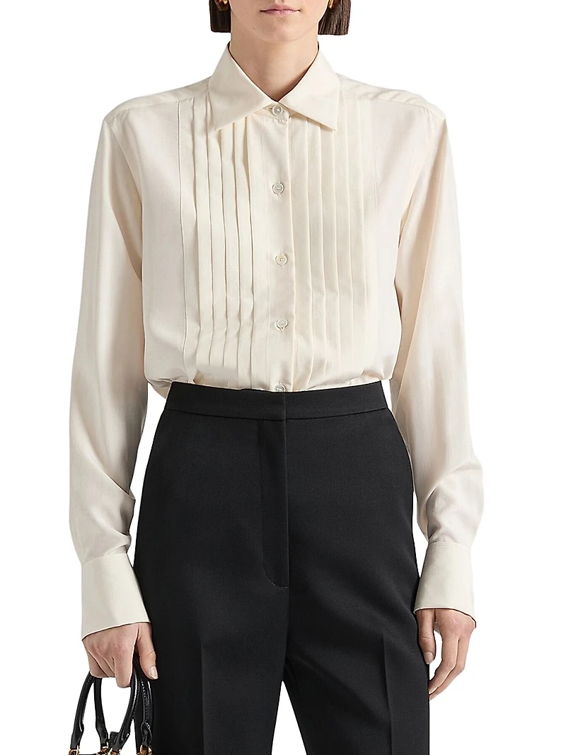 Tailored Cigarette Pants Wool with Satin Bands