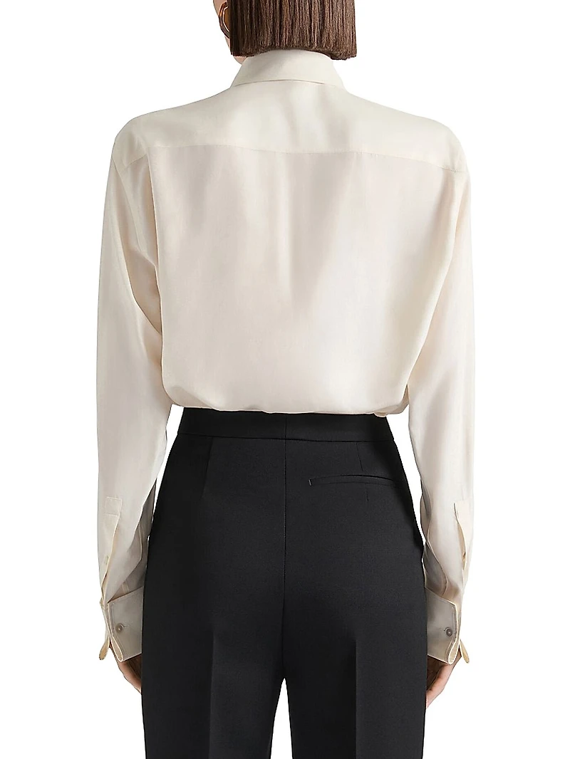 Tailored Cigarette Pants Wool with Satin Bands