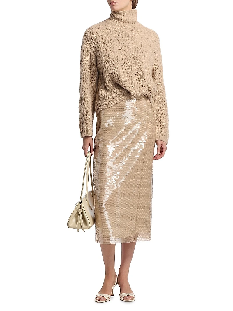Kiah Sequin Pencil Midi-Skirt