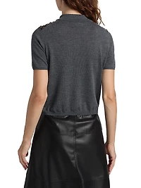 Camilla Sequined Wool Polo Sweater