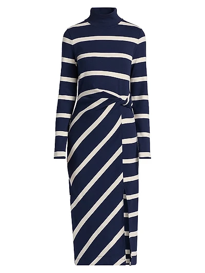 Brindy Striped Stretch-Cotton Maxi Dress