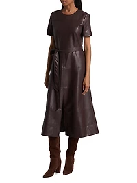 Ella Faux-Leather Tie-Waist Midi-Dress