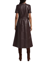 Ella Faux-Leather Tie-Waist Midi-Dress