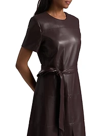 Ella Faux-Leather Tie-Waist Midi-Dress