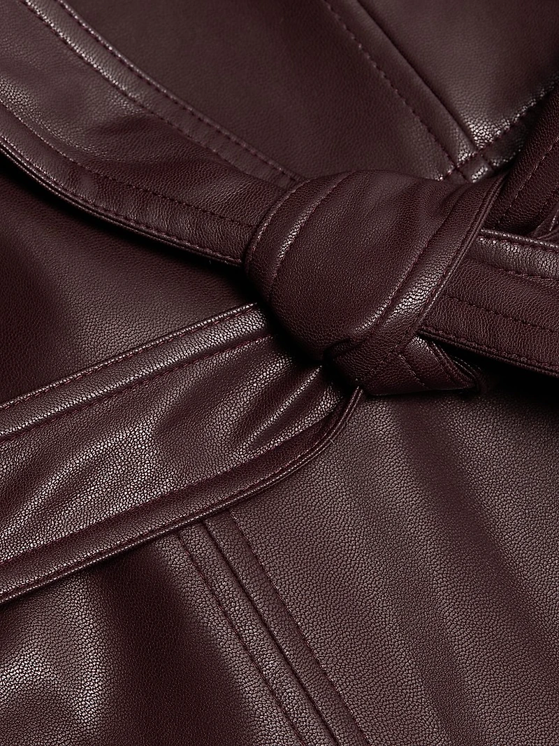 Ella Faux-Leather Tie-Waist Midi-Dress