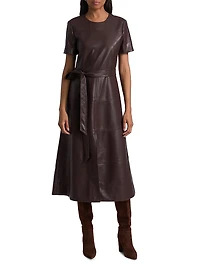 Ella Faux-Leather Tie-Waist Midi-Dress