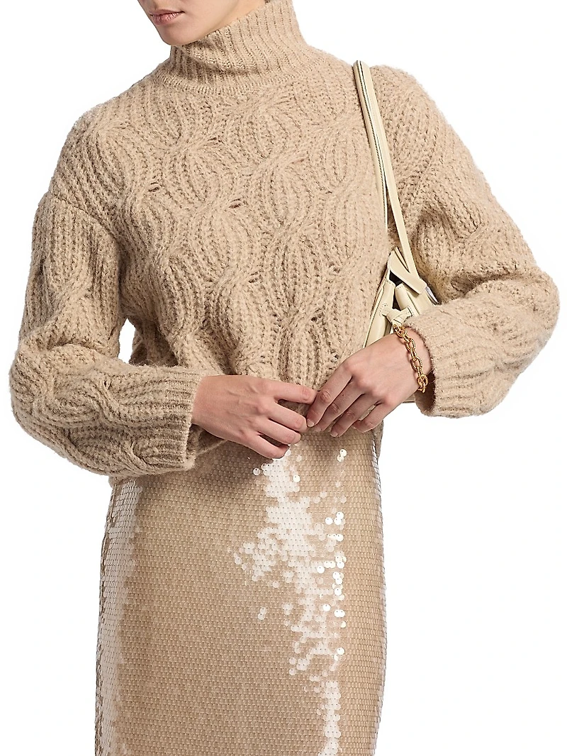 Opaline Cable-Knit Turtleneck Sweater