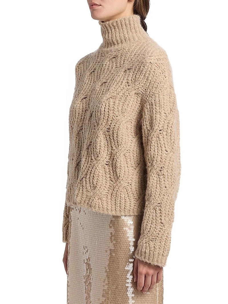 Opaline Cable-Knit Turtleneck Sweater