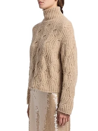 Opaline Cable-Knit Turtleneck Sweater