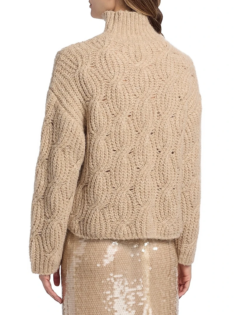 Opaline Cable-Knit Turtleneck Sweater