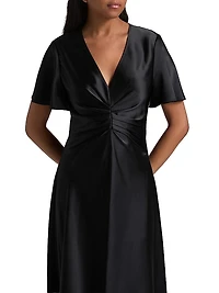 Daphne Ruched Satin Midi-Dress