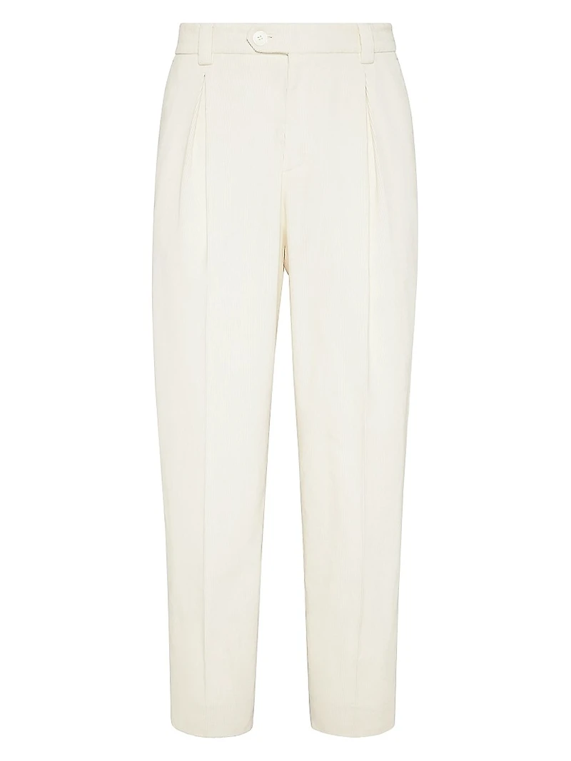 Garment Dyed Trousers Cotton Narrow Wale Corduroy