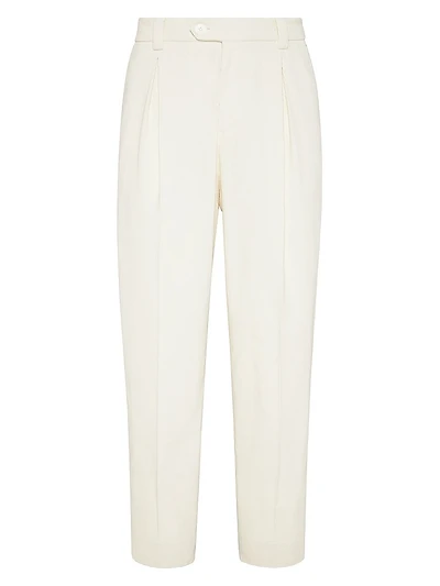 Garment Dyed Trousers Cotton Narrow Wale Corduroy