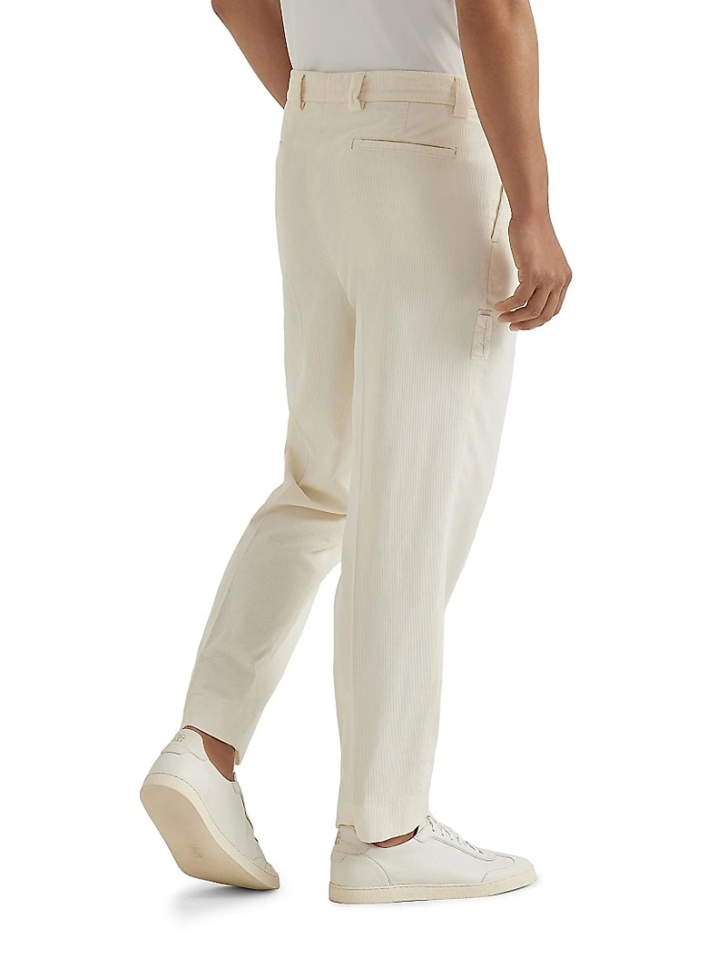 Garment Dyed Trousers Cotton Narrow Wale Corduroy