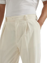 Garment Dyed Trousers Cotton Narrow Wale Corduroy