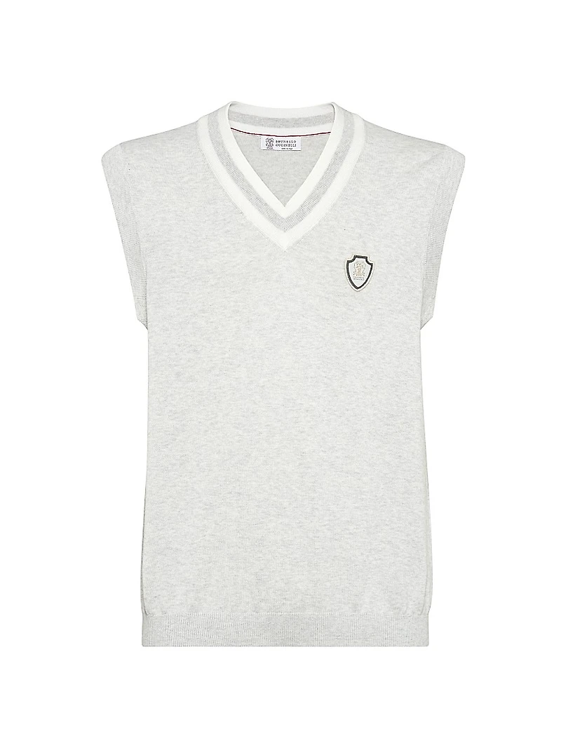 Cotton Knit Vest with Logo