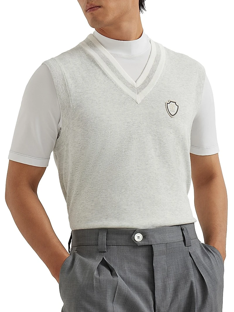 Cotton Knit Vest with Logo