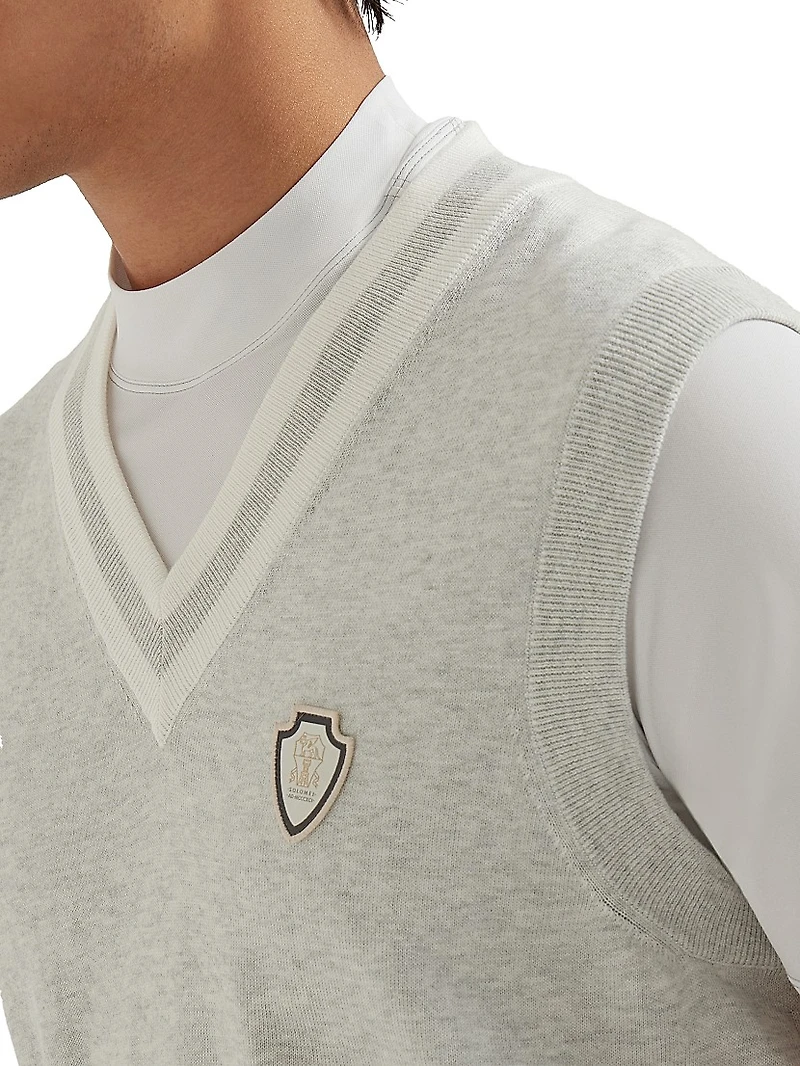 Cotton Knit Vest with Logo