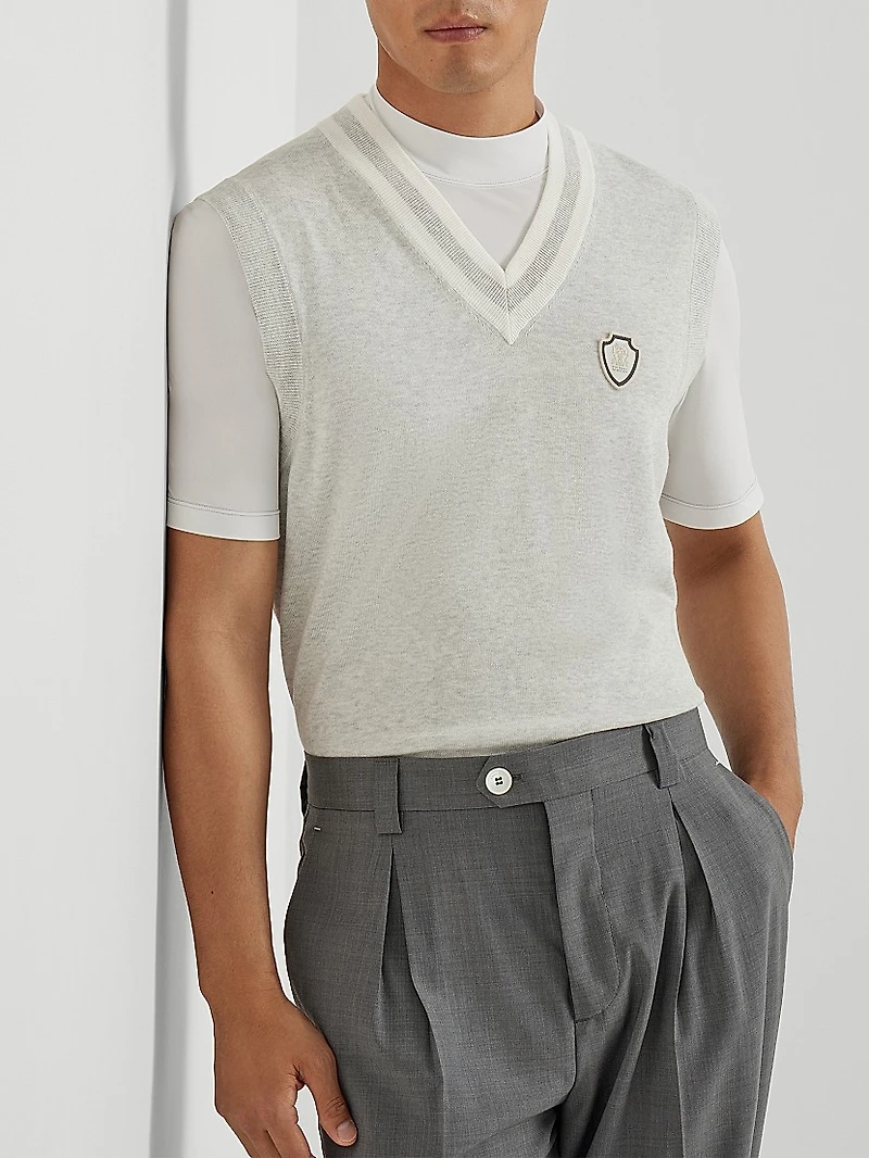Cotton Knit Vest with Logo