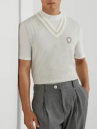 Cotton Knit Vest with Logo