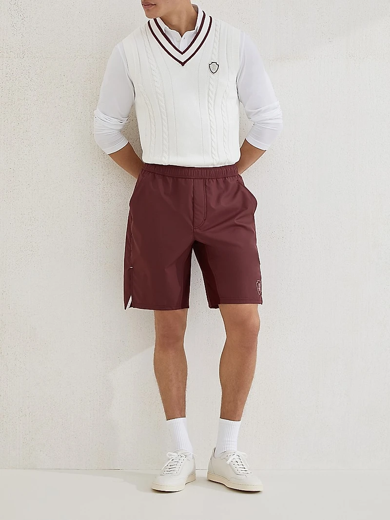 Cotton Cable Knit Sweater Vest with Logo