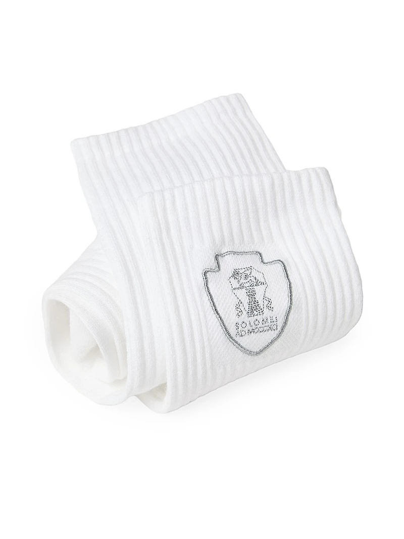 Techno Cotton Rib Knit Socks with Embroidered Logo