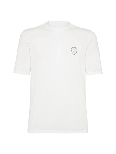 Techno Piqué Mock-Neck T-Shirt with Logo