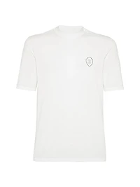 Techno Piqué Mock-Neck T-Shirt with Logo