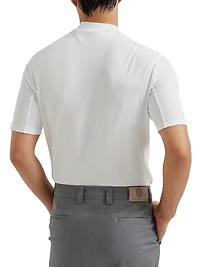 Techno Piqué Mock-Neck T-Shirt with Logo