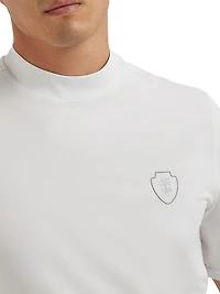 Techno Piqué Mock-Neck T-Shirt with Logo