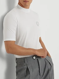 Techno Piqué Mock-Neck T-Shirt with Logo