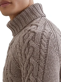 Cashmere Feather Yarn Cable Knit Turtleneck Sweater