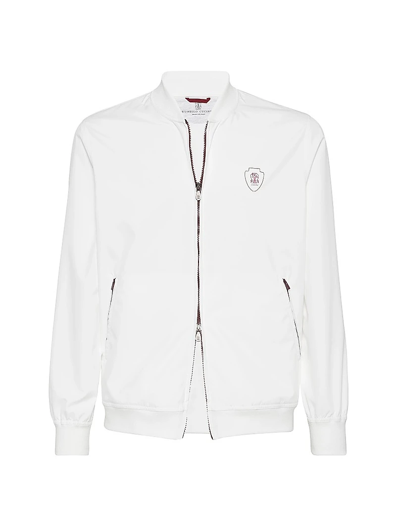 Nylon Sweatshirt with Logo and Zipper