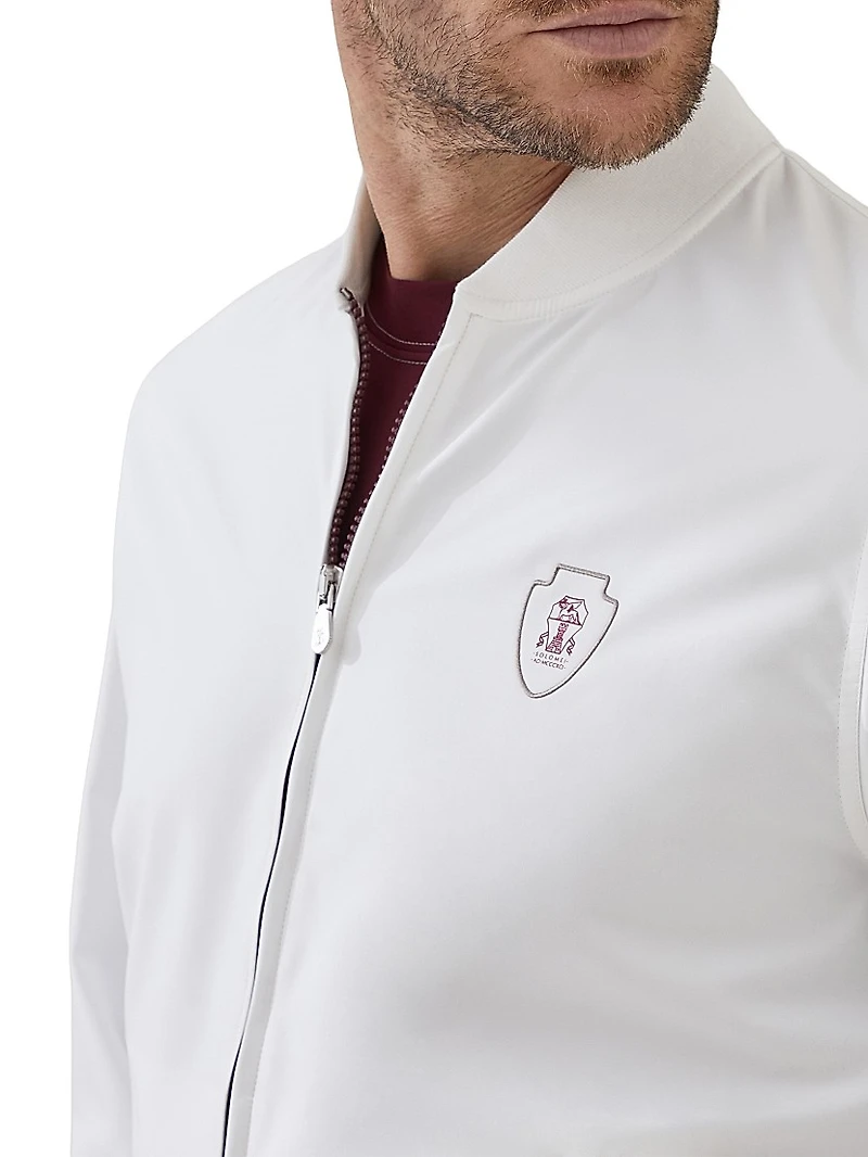 Nylon Sweatshirt with Logo and Zipper