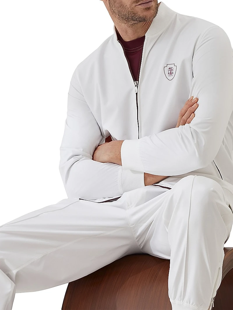 Nylon Sweatshirt with Logo and Zipper