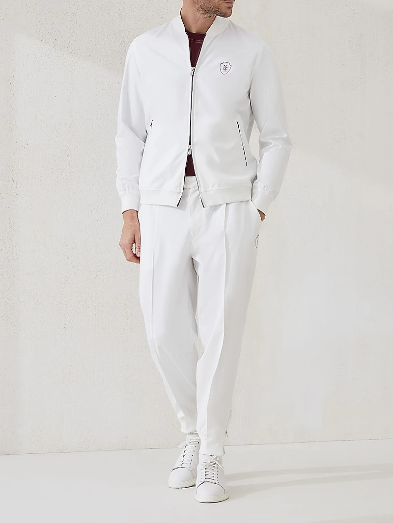 Nylon Sweatshirt with Logo and Zipper