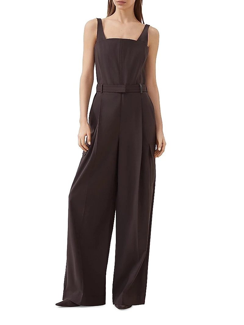 Tropical Luxury Wool Jumpsuit with Monili