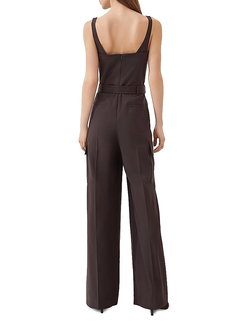 Tropical Luxury Wool Jumpsuit with Monili