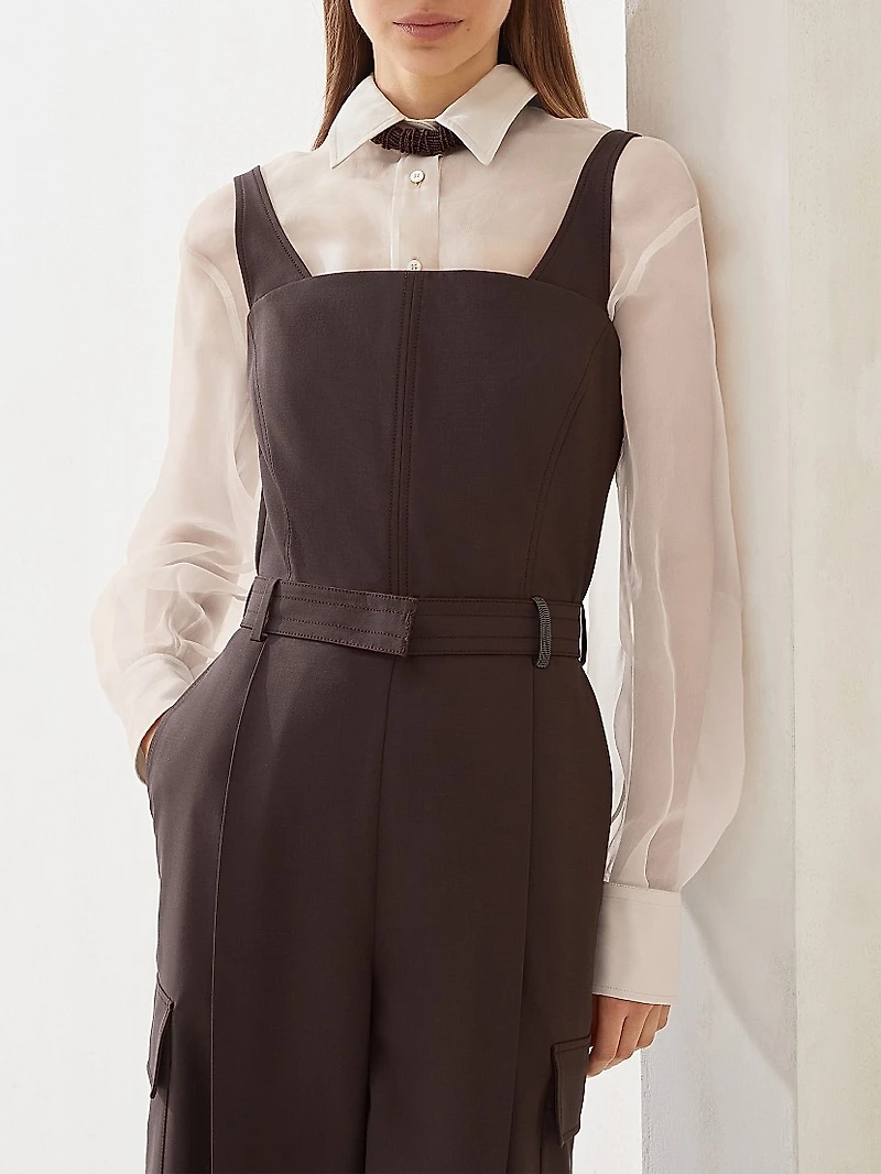 Tropical Luxury Wool Jumpsuit with Monili