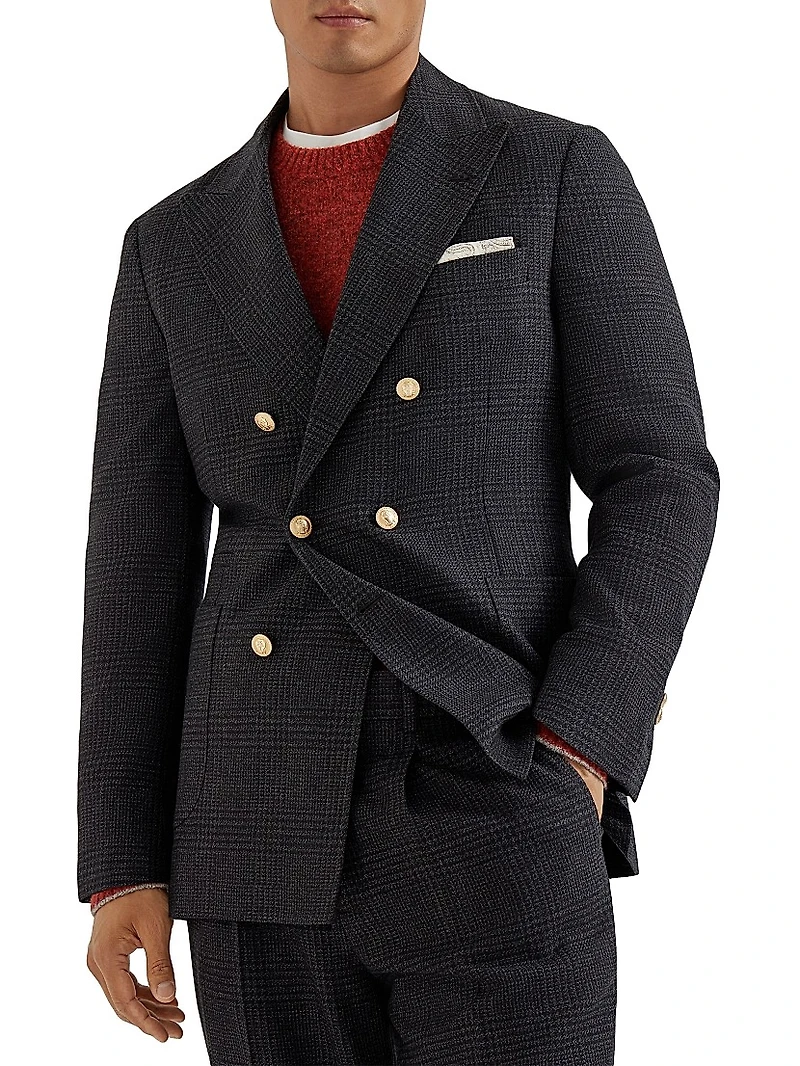 Prince Of Wales One and a Half Breasted Deconstructed Blazer