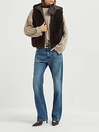 Cashmere Sweater with Dazzling Chalk Stripe Embroidery