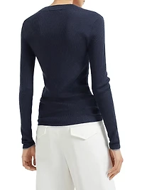 Cashmere and Silk Lightweight Sweater with Sparkling Cuffs