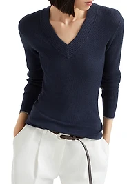 Cashmere and Silk Lightweight Sweater with Sparkling Cuffs