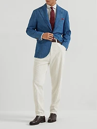 Old Denim Deconstructed Blazer with Peak Lapel
